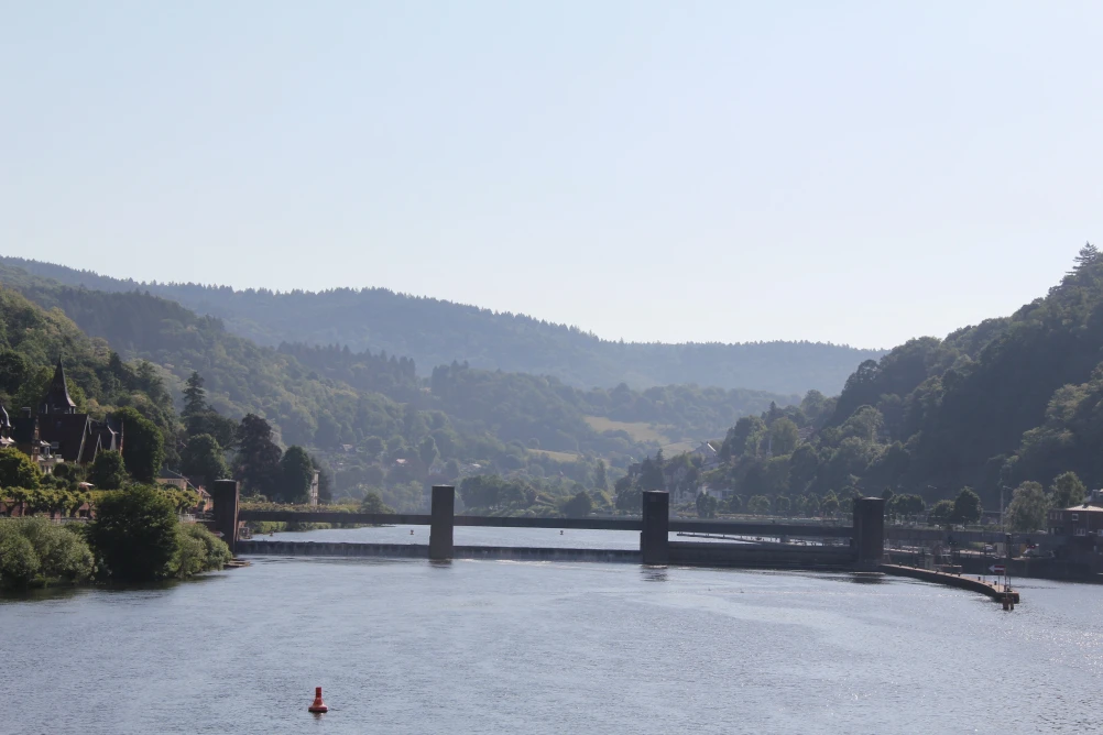 Foto von der Staustufe Heidelberg einer Schleuse am Neckar.